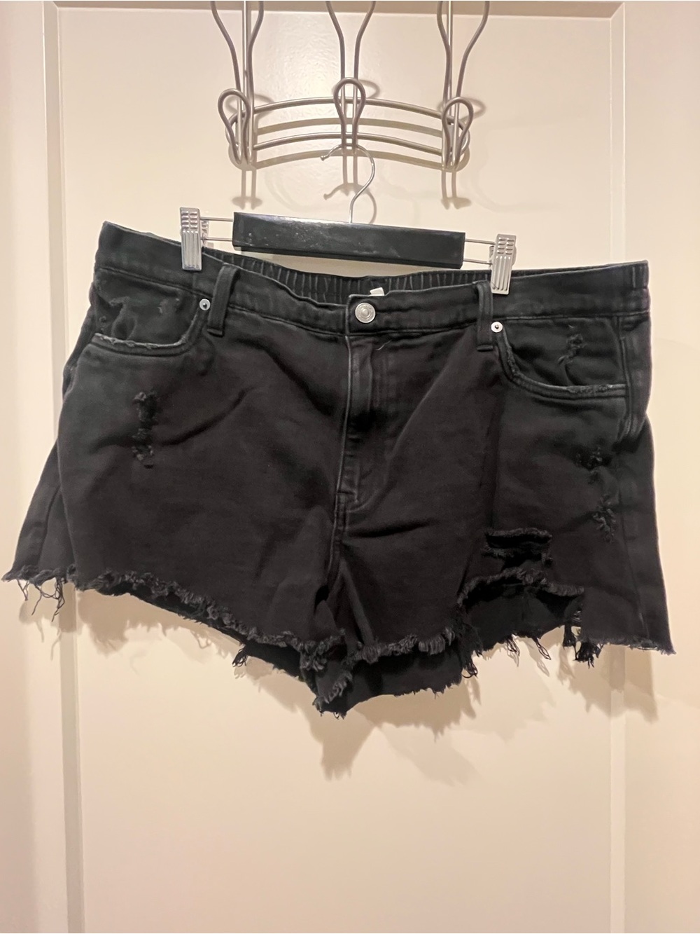 Black Distressed Denim Women’s Shorts